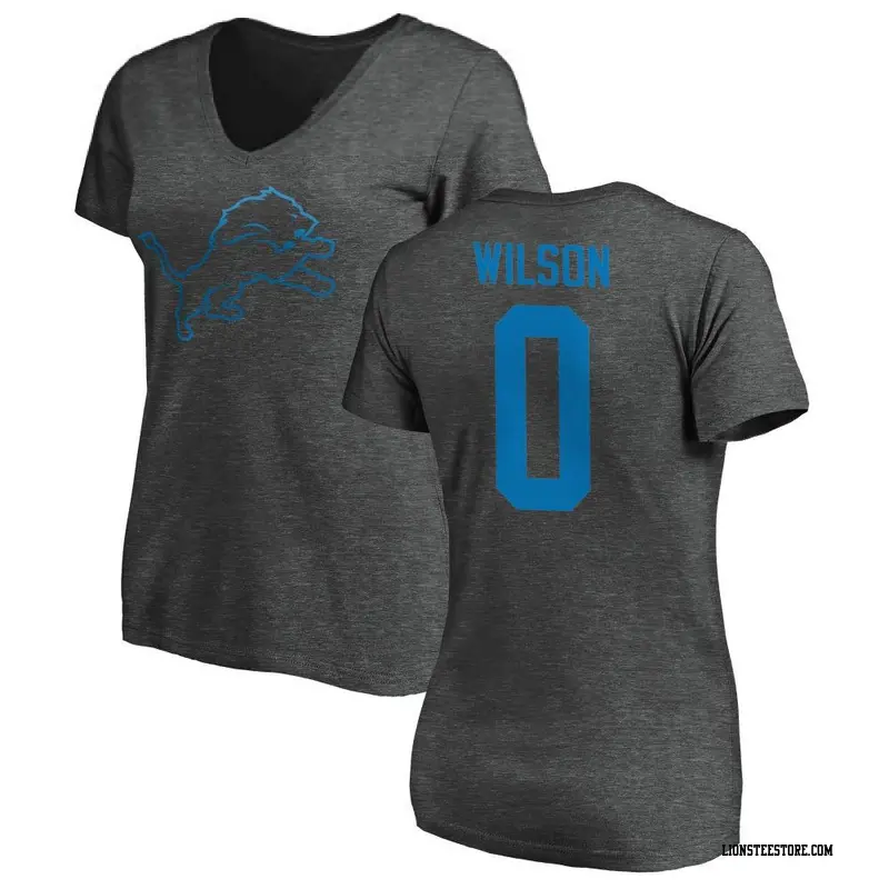 Women's Detroit Lions ＃0 Divaad Wilson Ash One Color T-Shirt