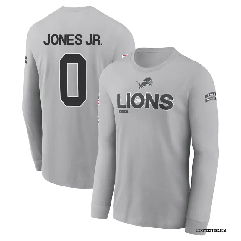 Youth Detroit Lions ＃0 Marvin Jones Jr. Gray 2024 Salute to Service Long Sleeve T-Shirt