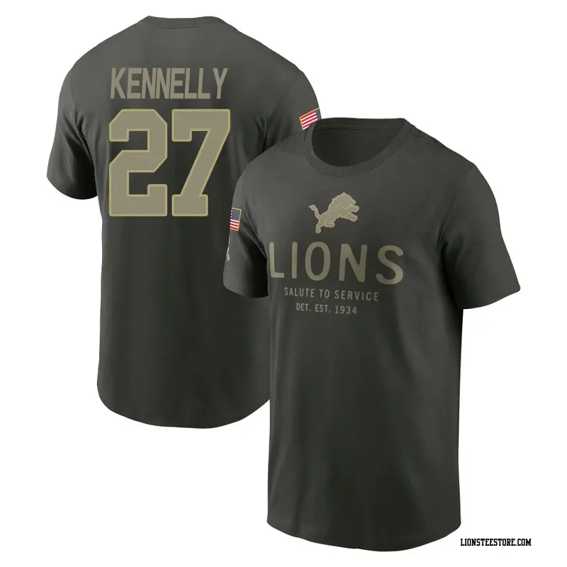 Youth Detroit Lions ＃27 Ian Kennelly Forest/Green 2025 Salute to Service Sideline Primary Edge T-Shirt